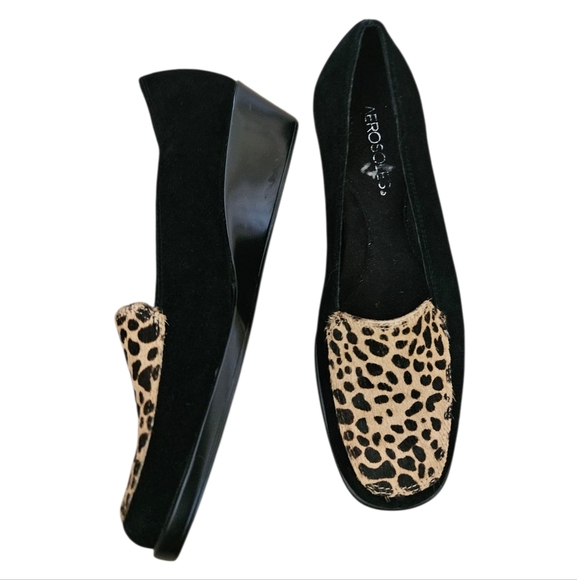 Aerosoles Suede Leopard Print Comfort Wedge Shoes Women 6.5 - Picture 1 of 5